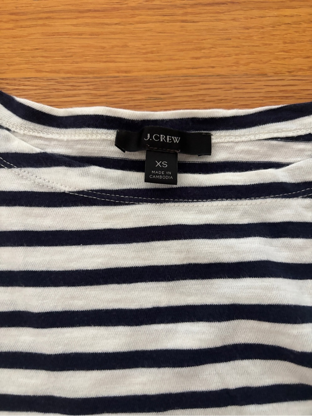 JCrew Navy and White Striped Boatneck Crew Shirt T-Shirt Size XS - Picture 2 of 3